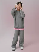 Spodnie i spodenki dla dziewczynek - 4F Spodnie dresowe z szerokimi nogawkami dziewczęce - szare 158/164 (12-14 lat) - miniaturka - grafika 1