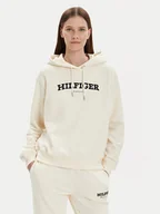 Bluzy damskie - Tommy Hilfiger Bluza Monotype Flock WW0WW41236 Écru Relaxed Fit - miniaturka - grafika 1