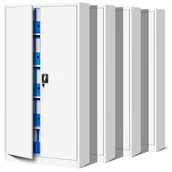 Szafy biurowe - Zestaw SET Szaf Metalowych 4 x JAN NOWAK Model JAN 900x1850x400 Biurowa Szafka Na Akta: Biała, Duża Szafa Do Biura, Na Dokumenty, Segregatory, Pojem.. - miniaturka - grafika 1