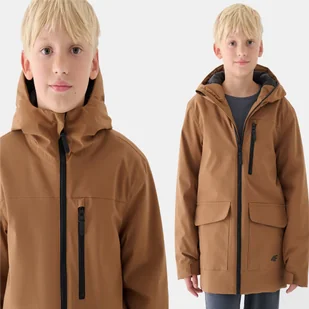 KURTKA CHŁOPIĘCA 4F 146 MIEJSKA PRZEJŚCIOWA PŁASZCZ TJACM157 AW24 - Płaszcze damskie - miniaturka - grafika 1