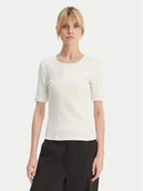 Koszulki i topy damskie - Calvin Klein T-Shirt Varigated LV044F211G Écru Slim Fit - miniaturka - grafika 1