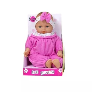 Lalka niemowlęca z miękkim ciałem, ubrana na różowo - 28 cm - Lalki dla dziewczynek - miniaturka - grafika 1