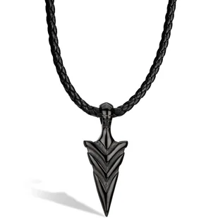 SERASAR, Naszyjnik ze Skóry Premium dla Mężczyzn "Arrow", Czarny, 50cm - Naszyjniki - miniaturka - grafika 1