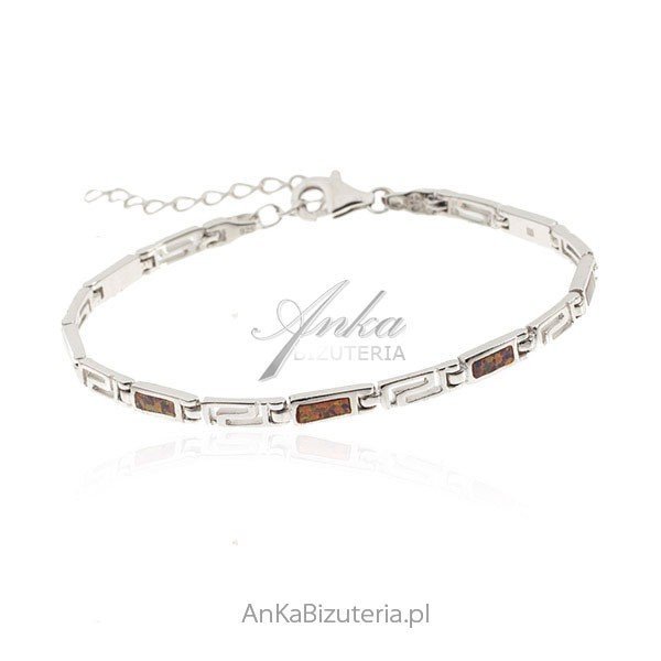 ankabizuteria.pl Bransoletka srebrna z czerwonym opalem