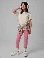 Koszulki dla dziewczynek - 4F T-shirt regular gładki dziewczęcy - beżowy 164 (13-14 lat) - miniaturka - grafika 1