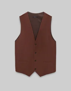 kamizelka do zestawu barzano ceglasty slim fit - Kamizelki męskie - miniaturka - grafika 1