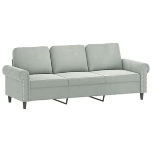 3-osobowa sofa z poduszkami, jasnoszara, 180 cm, aksamit Lumarko! - Sofy i kanapy 3-osobowa sofa z poduszkami, jasnoszara, 180 cm, aksamit Lumarko! - Sofy i kanapy - miniaturka - grafika 5
