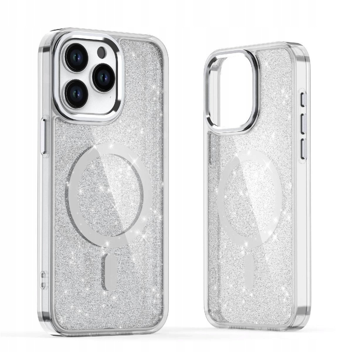 Etui brokatowe Glitter Case z MagSafe na Samsung Galaxy S25 Edge - białe