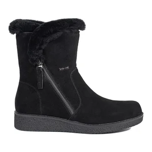 Ocieplane skórzane czarne botki damskie z futerkiem Sergio Leone - Botki damskie - miniaturka - grafika 1