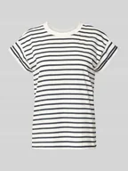 Koszulki i topy damskie - T-shirt z prążkowanym okrągłym dekoltem - miniaturka - grafika 1