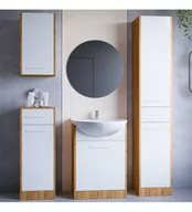 Szafki łazienkowe - Meble do łazienki z lustrem SLIDO dąb artisan / biały - miniaturka - grafika 1