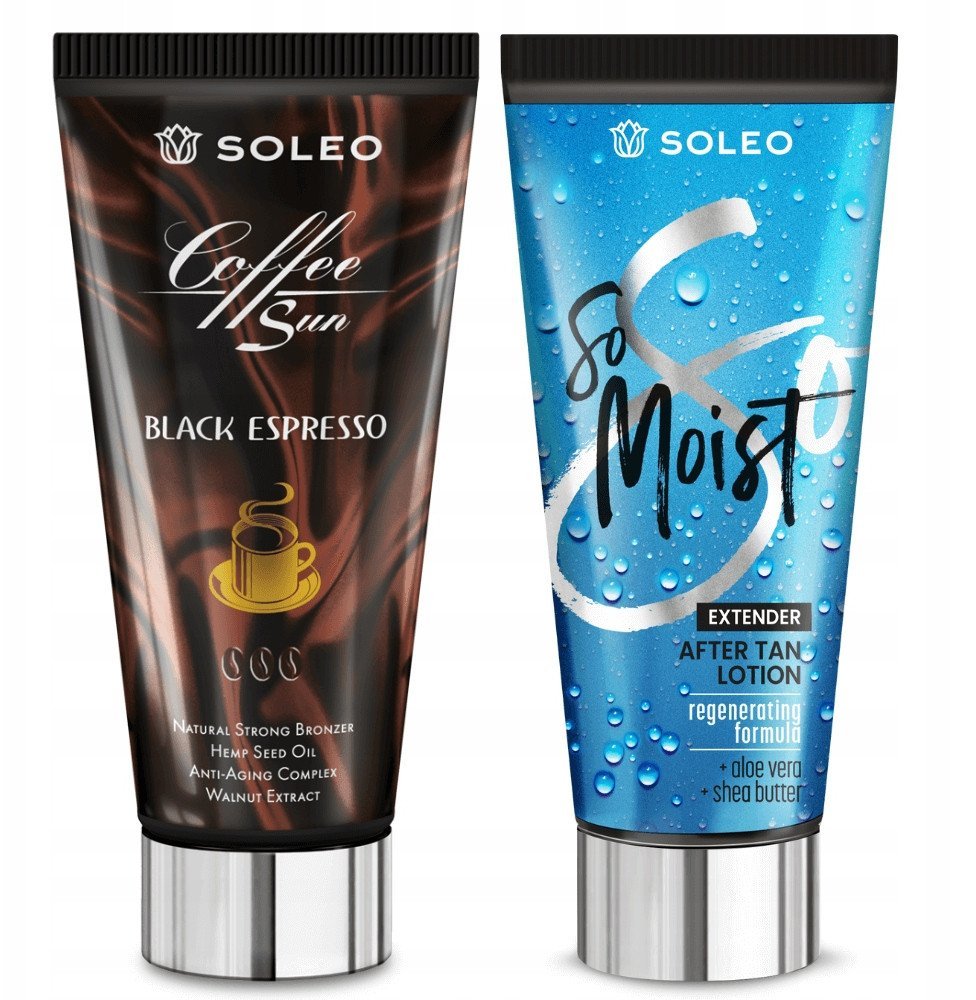 SOLEO BLACK ESPRESSO 150ml MOCNY BRONZER Z + BALSAM PO OPALANIU 150m