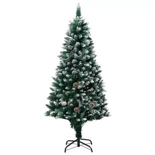 vidaXL Sztuczna choinka z szyszkami i białym śniegiem, 150 cm - Choinki - miniaturka - grafika 1