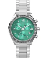 Koszulki i topy damskie - Timex Zegarek Damski Trend 38 mm, Bransoleta ze Stopu w Kolorze Srebrnym, Niebieska Tarcza, Srebrna Obudowa TW2Y28200 - miniaturka - grafika 1