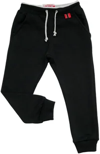 Chłopięce SPODNIE DRESOWE z kieszeniami kolor Czarny bawełniane ze sznureczkiem Revaj 122 - Moda i Uroda OUTLET - miniaturka - grafika 1