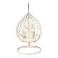 Fotele ogrodowe wiszące - Kremowy fotel wiszący ze sztucznego rattanu Le Bonom Noela - miniaturka - grafika 1