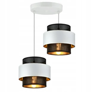 Lampa Wisząca Żyrandol Glamour Biała Czarna Złota - Lampy sufitowe - miniaturka - grafika 1