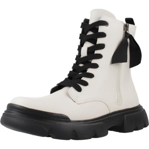 Geox J Junette Girl G Botki, LT kość słoniowa/czarny, 38 EU, Lt Kość Słoniowa Czarny, 5 UK