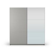 Szafy - Szara szafa z lustrem i drzwiami przesuwnymi 200x215 cm Lisburn – Cosmopolitan Design - miniaturka - grafika 1
