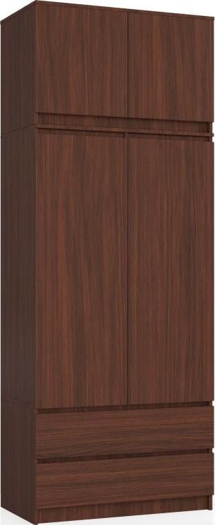 Fabryka Mebli Akord SZAFA Z NADSTAWKĄ S 90 cm 2 DRZWI 2 SZUFLADY WENGE