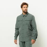 Koszule męskie - Męska koszula trekkingowa Jack Wolfskin BARRIER LS SHIRT M hedge green - M - miniaturka - grafika 1