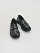 Buty dla dziewczynek - Reserved - Loafersy z imitacji skóry - czarny - miniaturka - grafika 1