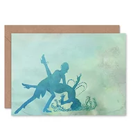 Kartki okolicznościowe i zaproszenia - Wee Blue Coo Malująca sylwetka tancerzy zielona sztuka pozdrowienia kartka z życzeniami prezent - miniaturka - grafika 1