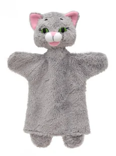 Pacynka pluszowy szary kotek, 26 cm, idealny do zabawy i przedstawień, miły plusz, wykonany ręcznie w Czechach - Maskotki i pluszaki - miniaturka - grafika 1