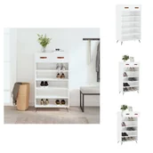 Szafki na buty - vidaXL Szafka na buty biała wysoki połysk 60x35x105 cm materiał drewnopochodny - Szafki - miniaturka - grafika 1