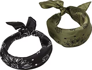 Czapki i chusty sportowe męskie - Urban Classics Bandana satynowa unisex 2-pak bandana dla mężczyzn i kobiet, chusty dostępne w wielu kombinacjach kolorystycznych, jeden rozmiar, czarny/oliwkowy, jeden rozmiar - grafika 1