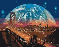 Malowanie po numerach - Artnapi 40x50cm Zestaw Do Malowania Po Numerach - Księżyc nad San Francisco - Na Drewnianej Ramie - miniaturka - grafika 1