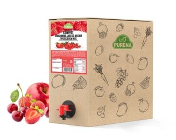 Kompot owocowy truskawka-jabłko-wiśnia + przecier NFC PURENA 3 L x 3 sztuki