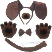 Stroje karnawałowe - Kostium Piesek dla Dzieci Uszy Ogon Muszka Nos Rękawiczki Zestaw Przebranie - miniaturka - grafika 1