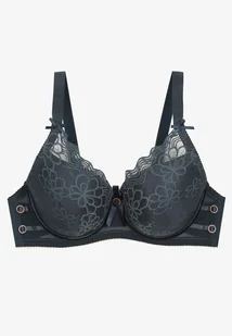 Ciemnozielony Biustonosz z Usztywnionymi Miseczkami i Koronką Tinarria - Biustonosze - miniaturka - grafika 1