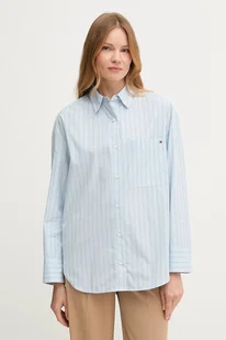 Tommy Hilfiger koszula bawełniana damska kolor niebieski relaxed z kołnierzykiem klasycznym WW0WW45892 - Koszule damskie - miniaturka - grafika 1