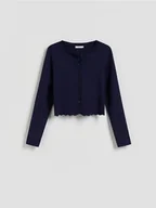Swetry damskie - Reserved - Kardigan z wiskozą - granatowy - miniaturka - grafika 1