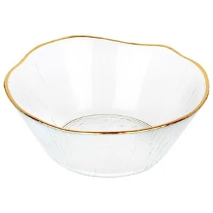Miska szklana do serwowania przekąsek z ozdobną złotą obwódką 15 cm - Miski i półmiski - miniaturka - grafika 1