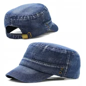 Czapki i chusty sportowe męskie - Czapka z daszkiem MĘSKA patrolówka jeansowa - miniaturka - grafika 1