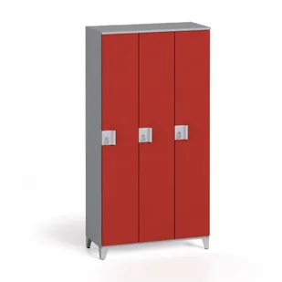 B2B Partner Szafa trzyczęściowa 1750 x 900 x 400 mm, sivá/czerwony 6100902 - Szafy biurowe - miniaturka - grafika 1