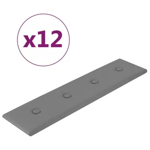 vidaXL Panele ścienne, 12 szt., szare, 60x15 cm, sztuczna skóra 343984 - Panele ścienne i boazeria - miniaturka - grafika 3