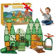 Klocki - KLOCKI MAGNETYCZNE Kreatywne MAGNETIC TILES Konstrukcyjne DINOZAURY 62 ele. - miniaturka - grafika 1