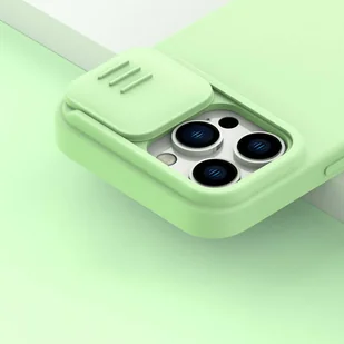 Nillkin CamShield Silky Silicone Case etui iPhone 14 Pro Max pokrowiec z osłoną na aparat zielony - Etui i futerały do telefonów - miniaturka - grafika 8