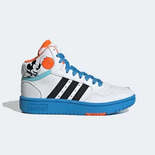 Buty dla dziewczynek - Buty dziecięce adidas Hoops Mid 3.0 Mickey biało-niebieskie - grafika 1