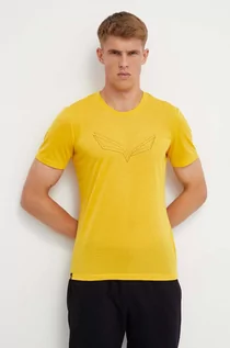 Koszulki męskie - Salewa t-shirt sportowy Pure Eagle Frame Dry kolor żółty z nadrukiem - grafika 1