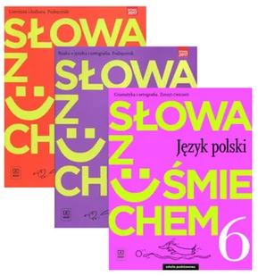 Słowa z uśmiechem. Jezyk polski. Podręcznik Literatura i kultura, podręcznik Nauka o języku i ortografia i zeszyt ćwiczeń dla klasy 6 szkoły - Podręczniki dla szkół podstawowych - miniaturka - grafika 1
