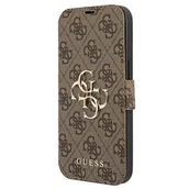 Etui i futerały do telefonów - Guess GUBKP13L4GMGBR iPhone 13 Pro / 13 6,1" brązowy/brown book 4G Big Metal Logo GUE001576-0 - miniaturka - grafika 1