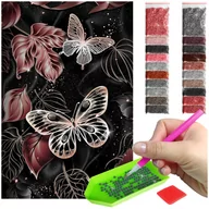 Zabawki kreatywne - Haft Diamentowy ARTULIO, Obraz DIY 5D, Diamond Painting, Mozaika Diamentowa 40X60cm (Para jaskrawych motyli) + Zestaw Akcesoriów - miniaturka - grafika 1