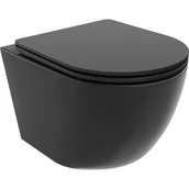 Miski WC - Mexen Lena miska wc Rimless Tornado z deską wolnoopadającą slim, duroplast, czarna mat - 30221085T - miniaturka - grafika 1