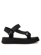 Sandały damskie - Calvin Klein Jeans Sandały Sandal Velcro Webbing In Mtl YW0YW01480 Czarny - miniaturka - grafika 1