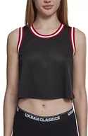 Koszulki i topy damskie - Urban Classics Damski top z siateczki Cropped, wielokolorowy (Black/Fire Red/White 01245), S - miniaturka - grafika 1